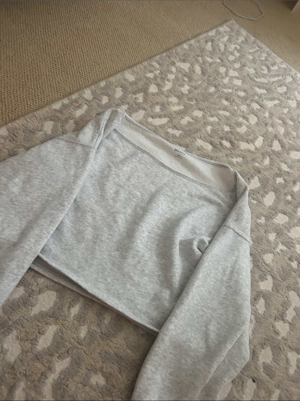 Hollister Light Gray Off-the-Shoulder Sweater